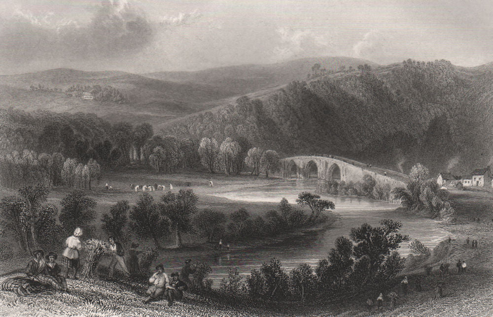 Ayr Water at Stair. Bridge and Ayr river. Scotland. BARTLETT c1840 old print